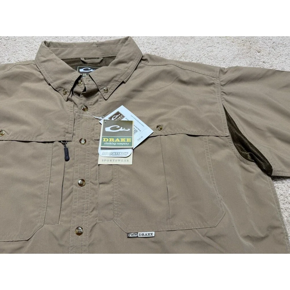 Drake Flyweight S/S Wingshooter's Shirt Khaki Mens 2XL Waterfowl Fishing Hunting
